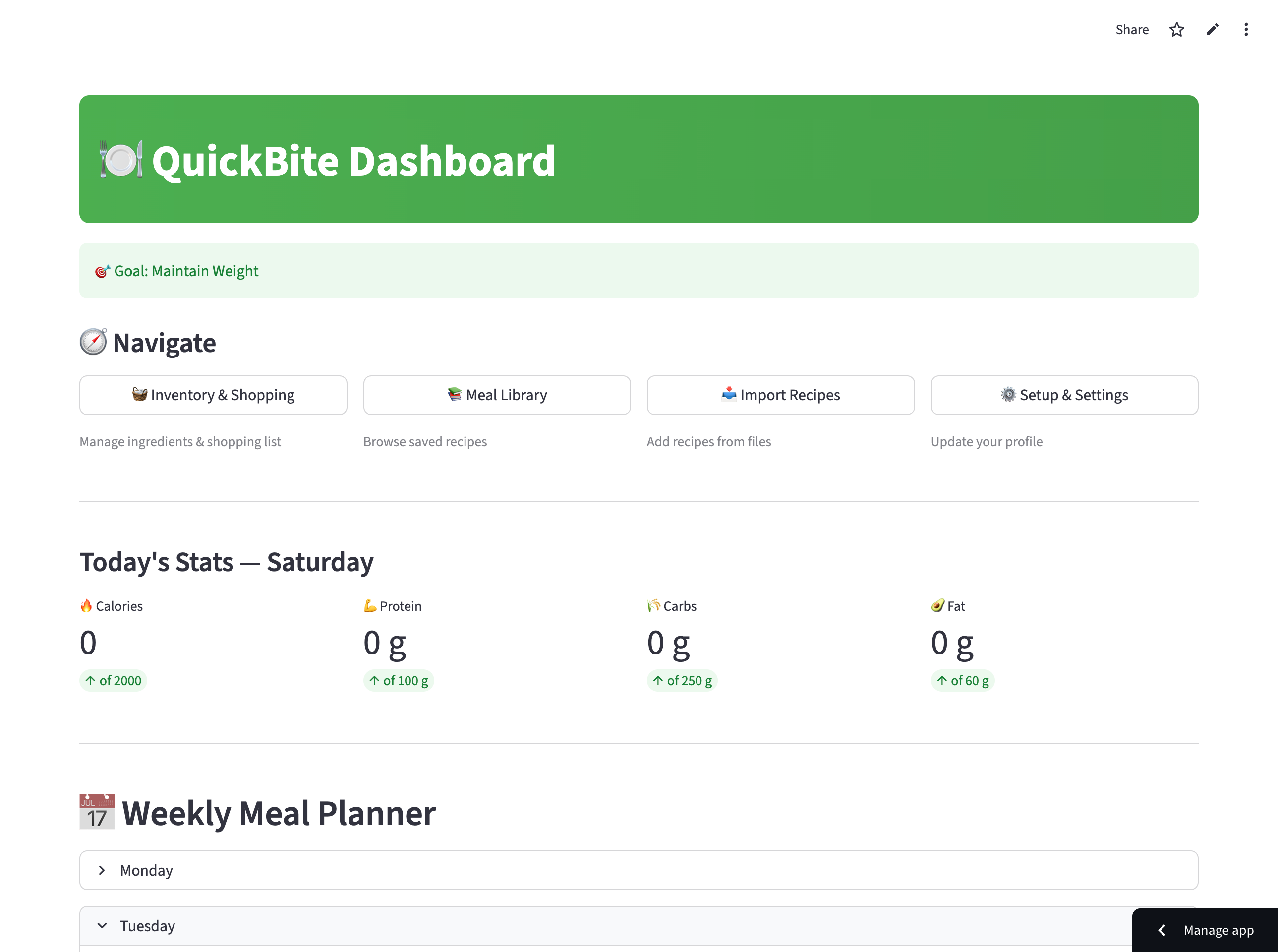 QuickBite side-by-side chat and dashboard