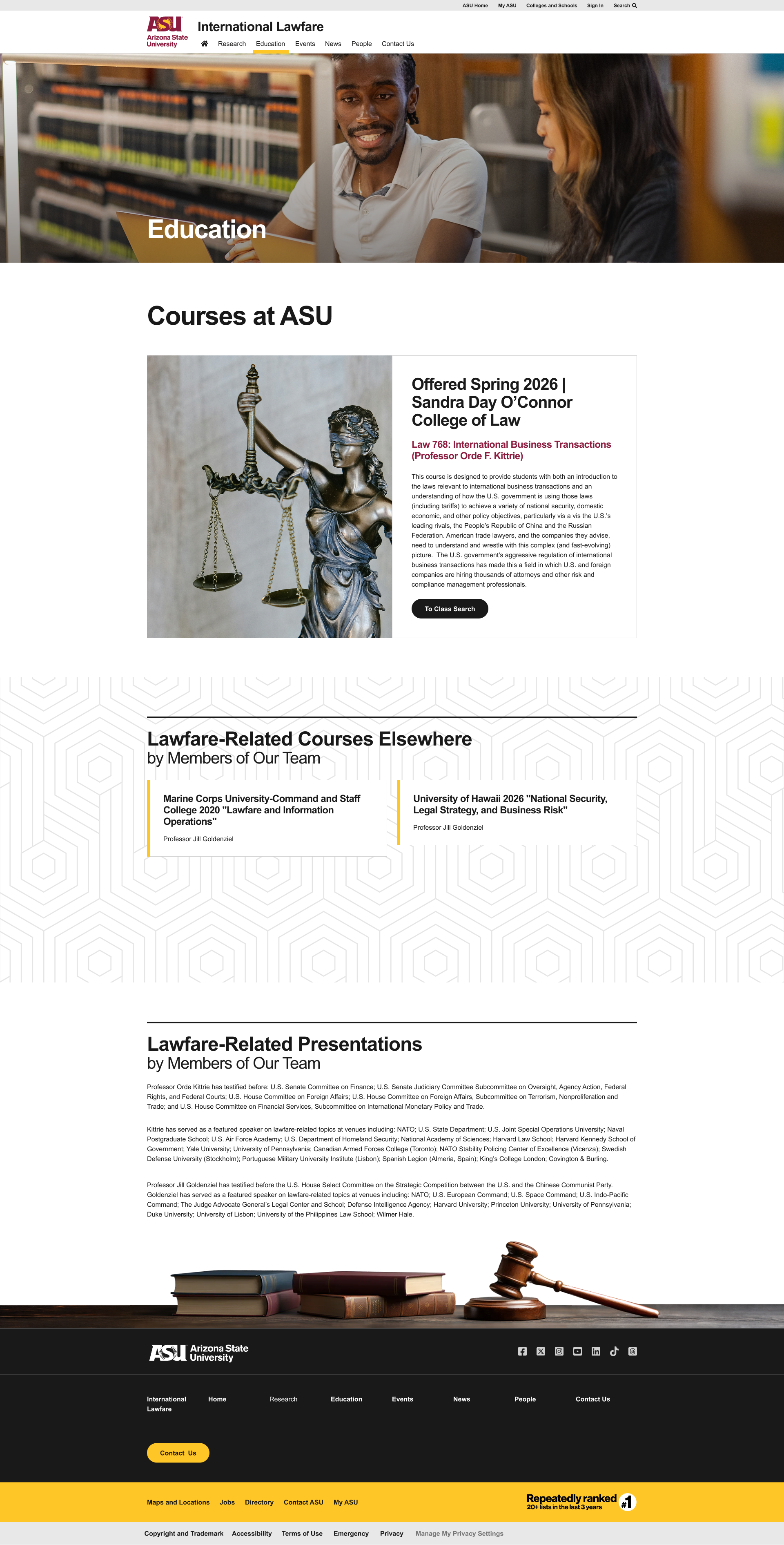 Education page with structured academic content