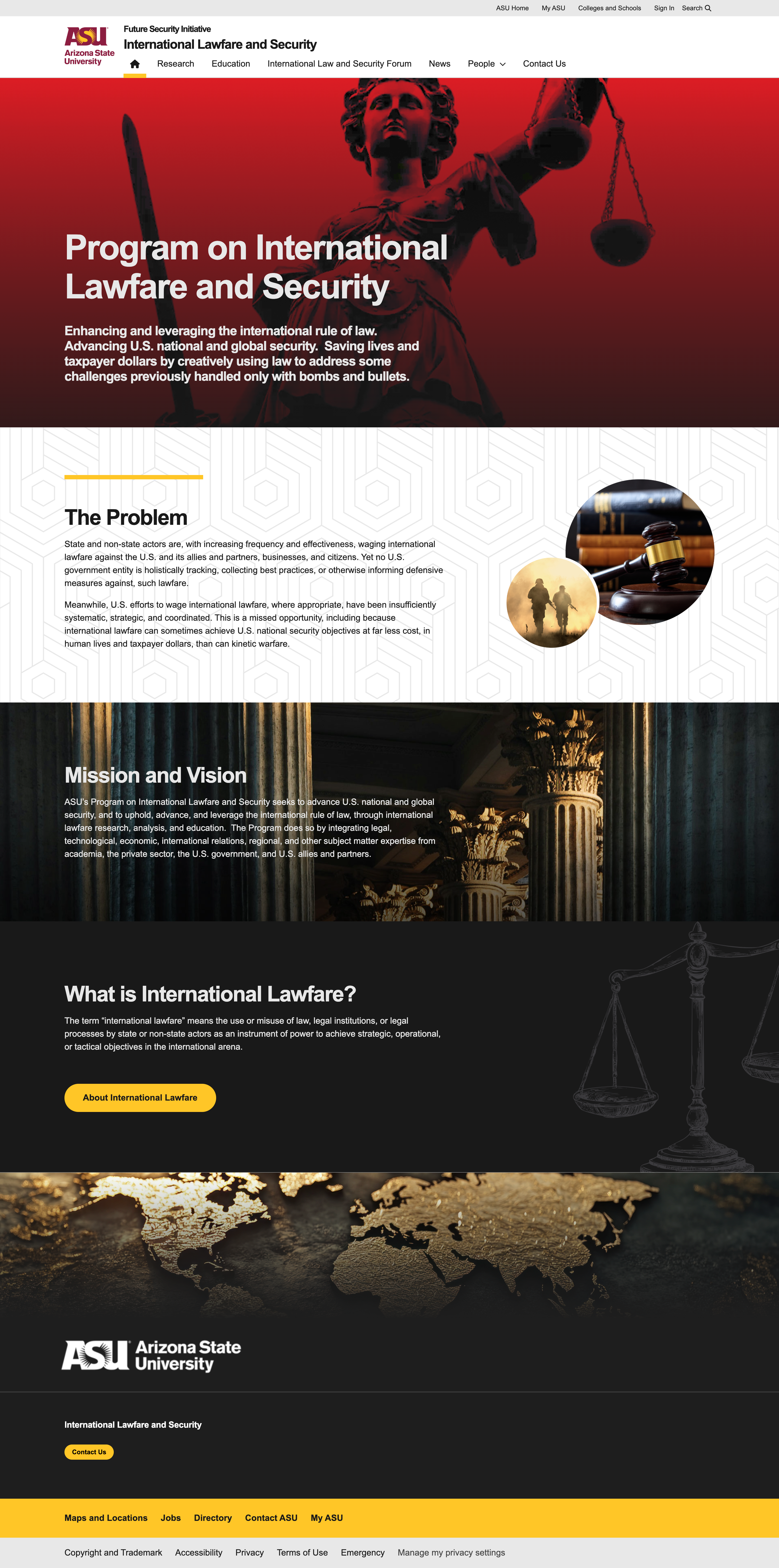 Lawfare homepage wireframe showing modular section-based layout