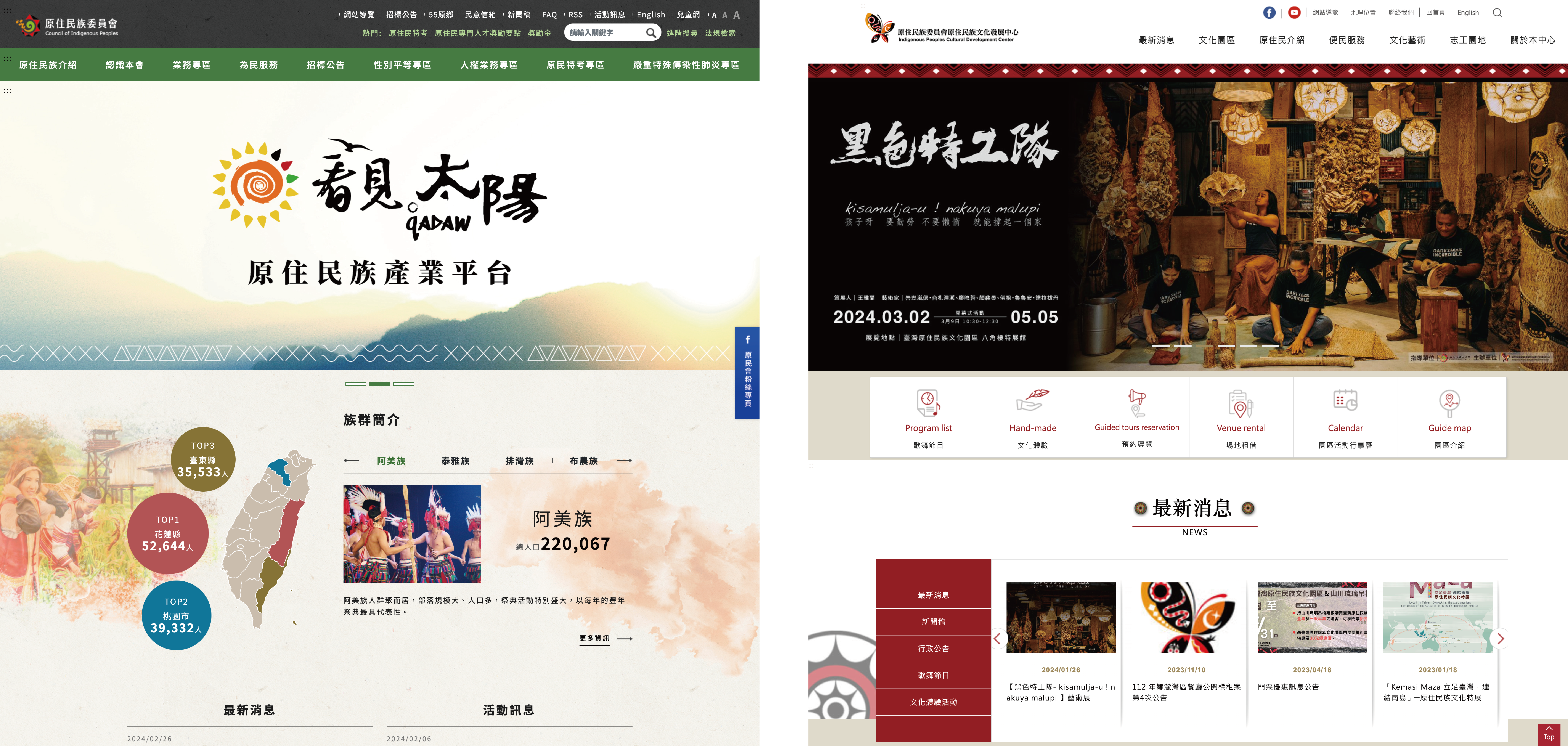 Competitive analysis comparing the Council of Indigenous Peoples and Indigenous Peoples Cultural Development Center websites